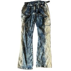 Stocked Up Distressed Acid Wash Cargo Jeans – Size 38